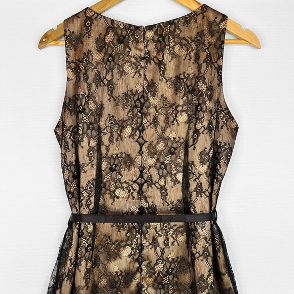 Diana Ferrari Dress Womens Gold Black Lace Pleated Formal Evening Occasion Sz 14 - Picture 9 of 14